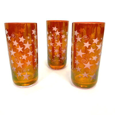 Miller Rogaska Crystal Reed & Barton Stars Red Highball Set Of 3 Slovakia