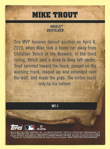 2021 Topps Big League Wanted #WT-1 Mike Trout (Angels) - Picture 2 of 2