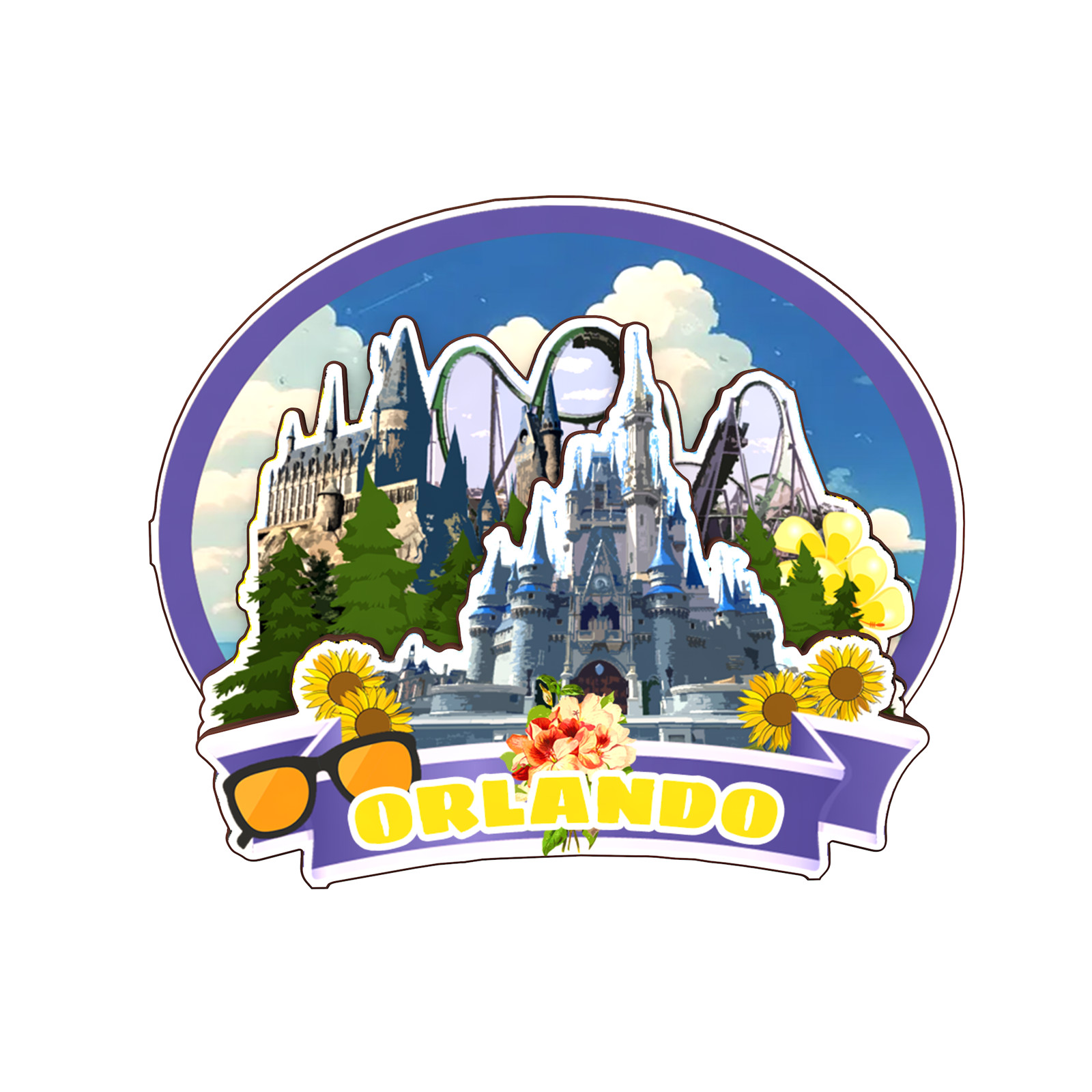 Orlando Florida USA Refrigerator magnet 3D travel souvenirs wood craft