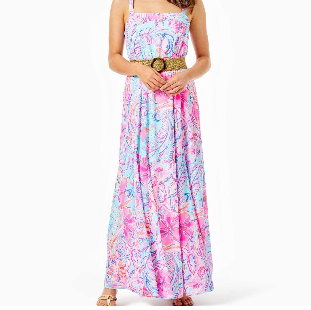 lizette maxi dress Lilly Pulitzer Lizette Maxi Dress Women's Summer Tank Isla De Coco NEW XS  $228