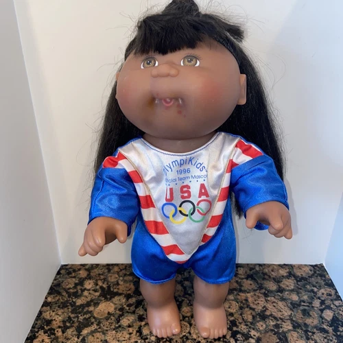 Vtg Cabbage Patch Doll Olympikids 1996 African American Girl Blk Hair Olympics