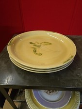 Set of 3 Block Vintage Japan Yellow Floral Pattern Carrot Deep Plates 10 3/4"