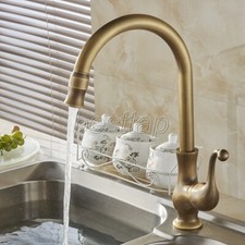 Vintage Antique Brass Bathroom Kitchen Bar Vessel Sink Swivel Faucet Tap san056