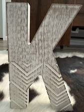 Wooden Alphabet Letter  K  Freestanding Or Wall Decor Rustic White Primitive
