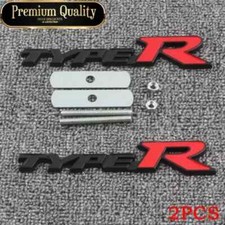 2pcs Black Red Type R Typer Front Grille Rear Trunk Emblem Badge Sticker Metal