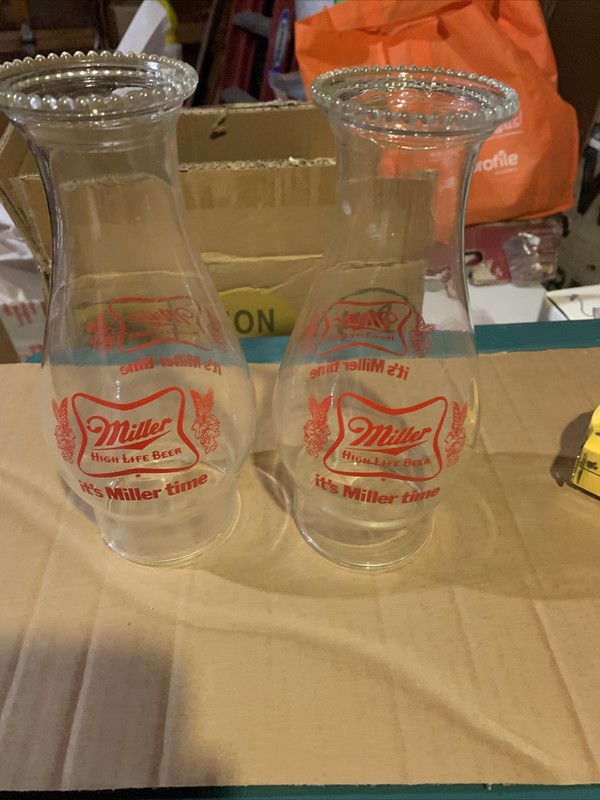 Miller High Life Vintage Glass Sconce Set Of 2 It’s Miller Time EUC Rare