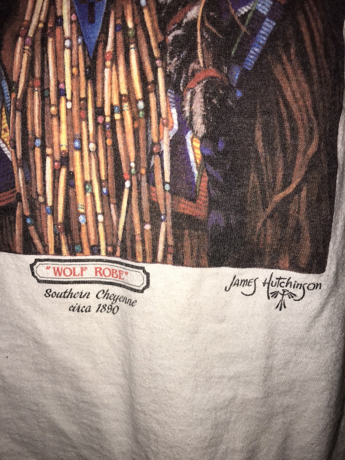 VINTAGE 90's WOLF ROBE CHEYENNE NATIVE AMERICAN James… - Gem