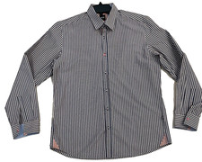 Hugo Boss Men's Shirt Gray Size L Regular Fit Striped Button Up