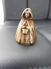 ANCIENNE CLOCHETTE SONNETTE DE TABLE °BRUGES° en BRONZE CLOCHE FEMME HOTEL signé