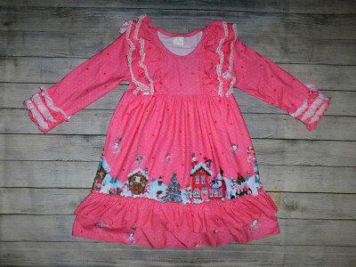 NEW Boutique Girls Snow Fairies Pink Christmas Ruffle Dress 2T 3T 4T 5-6  7-8 | eBay