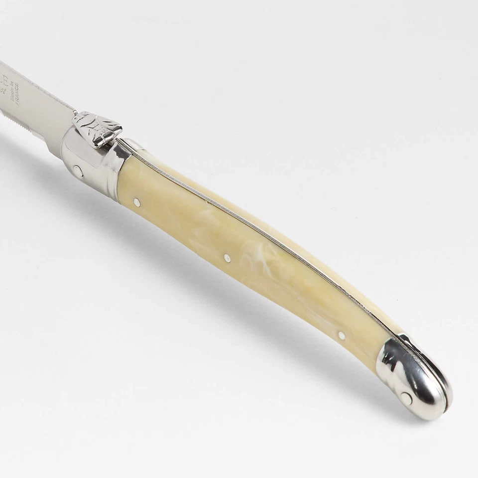 Jean Neron Laguiole 6 piece Steak Table Knife Set + wood gift box - Light Horn - Image 4 of 4