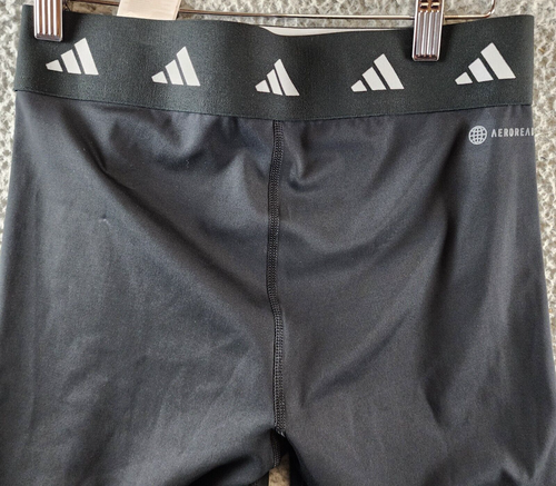 Adidas Techfit Elastic-Waist Biker Shorts Women's M Black Logo Details Pull On - 第 15/16 張圖片