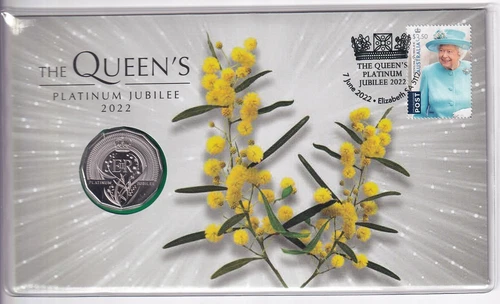 AUSTRALIAN PNC: 2022 50 CENT COIN THE QUEEN ELIZABETH II PLATINUM JUBILEE #M112