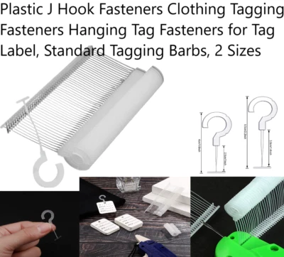 Clear J HOOKS BARBS PINS ATTACHMENTS FOR TAGGING GUN KIMBLES TAGS SIZE 19mm,35mm
