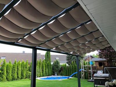 Premium Seilspannmarkise Beschattung Terrassenüberdachung Glasdach