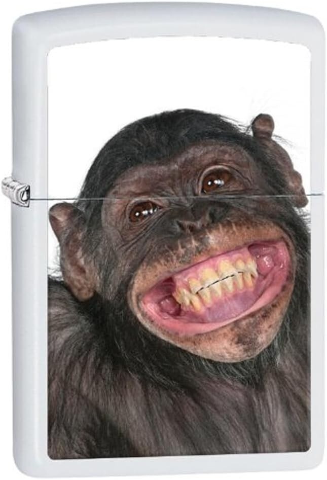 Zippo 28661 Chimpanzee Grin White Matte | eBay