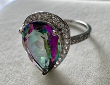 Mystic Topas Regenbogen Drop Ring 925 Sterlin...