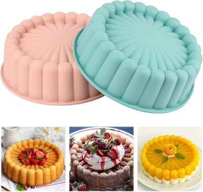 2 Pcs 8 Inch Round Nonstick Silicone Cake Molds for Cheesecake & Desserts