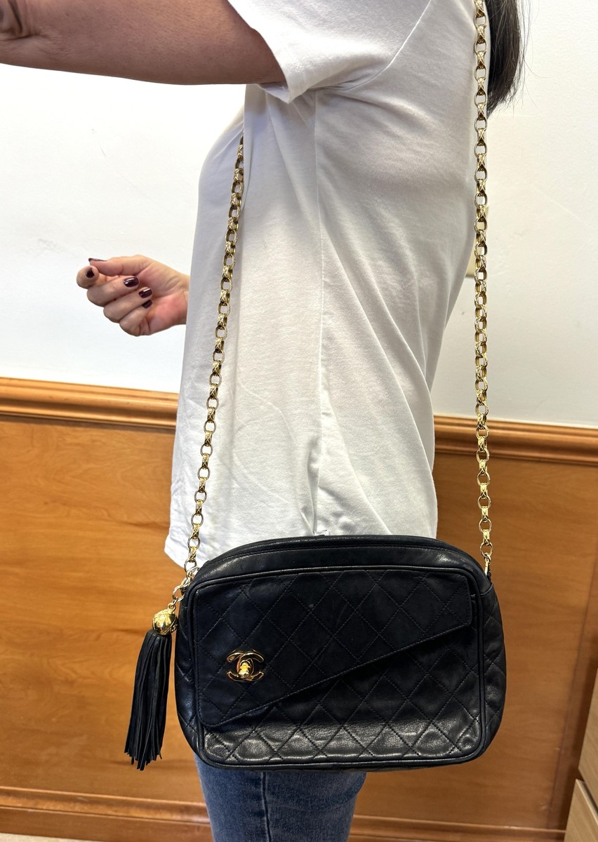 Vintage Chanel Camera 1992 Single Flap Bijoux Chain CC 24K Tassel