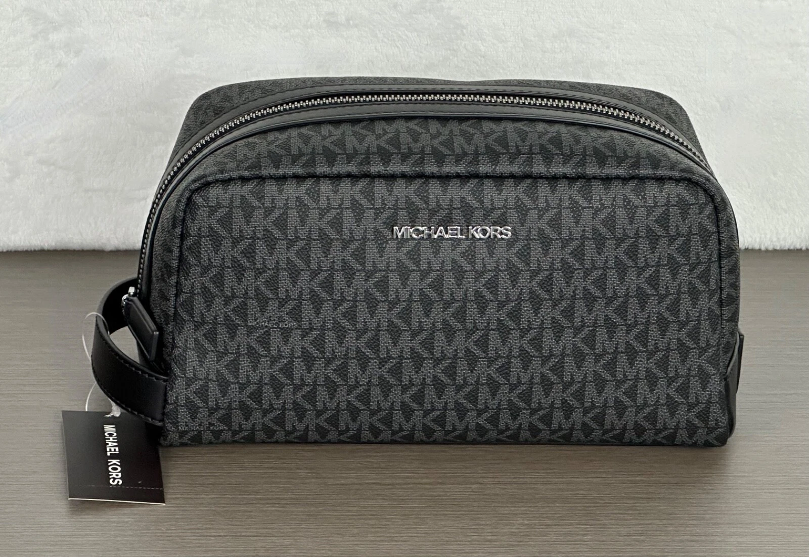 Michael Kors Men's Black Signature Logo Travel /Toiletry kit bag NWT $198