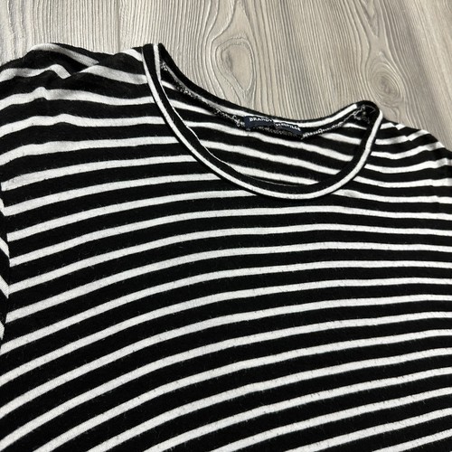 Brandy Melville Women's One Size OS Black White Striped Crew Tee T Shirt Dress - Picture 2 of 4