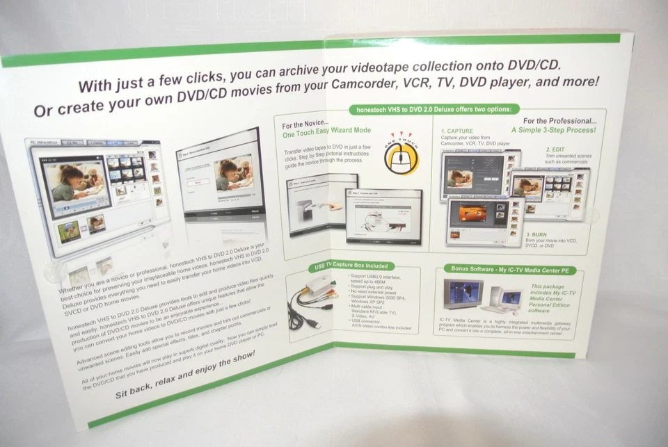 Vintg-Honestech VHS to DVD 2.0 Deluxe Video Conversion Kit 2006 -New Sealed-Box  - Image 2 of 4
