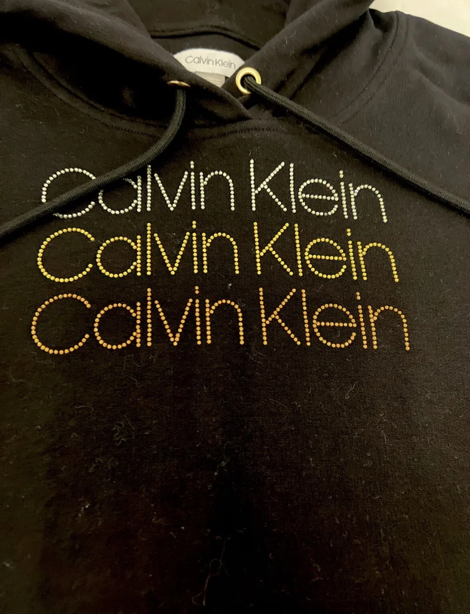 Calvin Klein Large X Size Black/Gold Dress Logo-Print | eBay Sweatshirt Hooded Women\'s