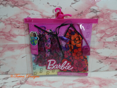 New Sealed Floral Themed Barbie Doll Outfits Fashion Pack for Gift