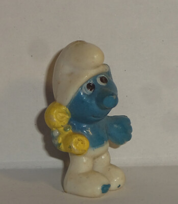 SCHWATZ SMURF cast version with flat nose E.D.D.S. SMURFS 1983 ORIGINAL