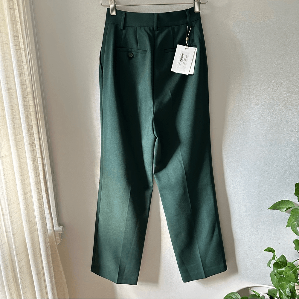 The Frankie Shop Bea Pleated Suit Pants Forest Green | eBay