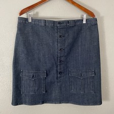 Gap Vintage Jean Skirt Button Front Pockets Y2K 90s Schoolgirl Size S Adjustable