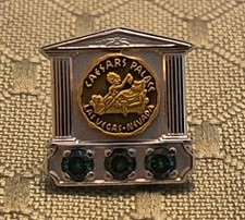 Vtg Caesars Palace 10k Gold Lapel Pin Tie Tack Las Vegas Nevada 3 Green Stones