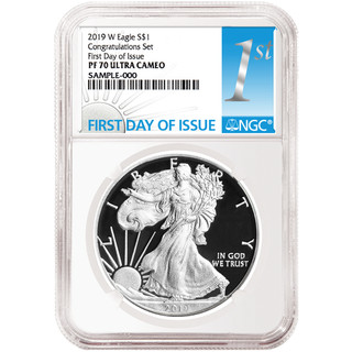 2019 W Proof $1 American Silver Eagle Congratulations Set NGC PF70UC FDI First