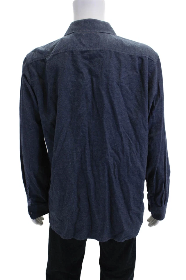 Женская рубашка Hickey Freeman с льняным воротником и длинным рукавом на пуговицах синяя размер XL - Изображение 3 из 4