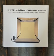12x12 LED Light Box Photo Studio Foldable USB Ring Light w/ 6 Backdrops