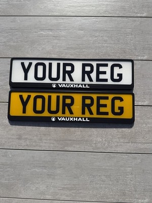 Vauxhall (Opel) Nummernschildrahmen X2 UK schwarz weiß Logo vorne hinten Set