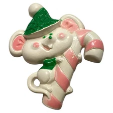 1970s Avon Pin Pals  Lickety Stick Christmas Mouse with Candy Cane