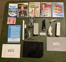 Nintendo Wii Sports Resort Video Game Console Bundle Black W/ Box & Games Tested
