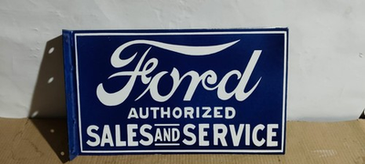 #ad #ad Ford Sales And Service Porcelain Enamel Sign 18 x 10 Inches 2 Sided $50.00