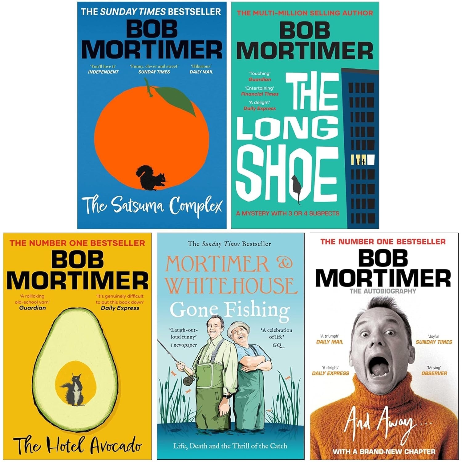 Bob Mortimer Collection 5 Books Set And Away, The Satsuma Complex, Hotel Avocado