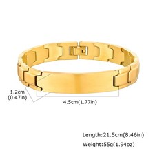 Mens Women Titanium Steel Surface Brushed ID Bracelet Link Chain For XMAS Gifts
