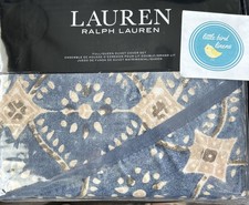 3 pc Ralph Lauren FULL/QUEEN WALKER Duvet Cover Sham Set Indigo Blue New