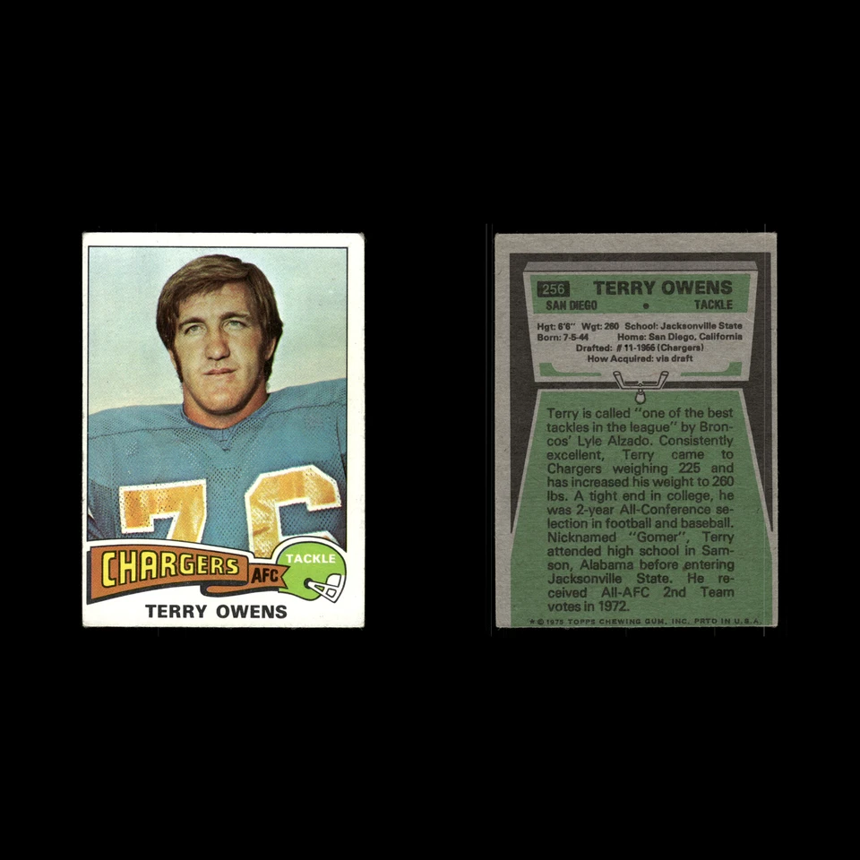 Terry Owens #256 1975 Topps San Diego Chargers Vintage Football Card Set-Break - Image 3 of 3