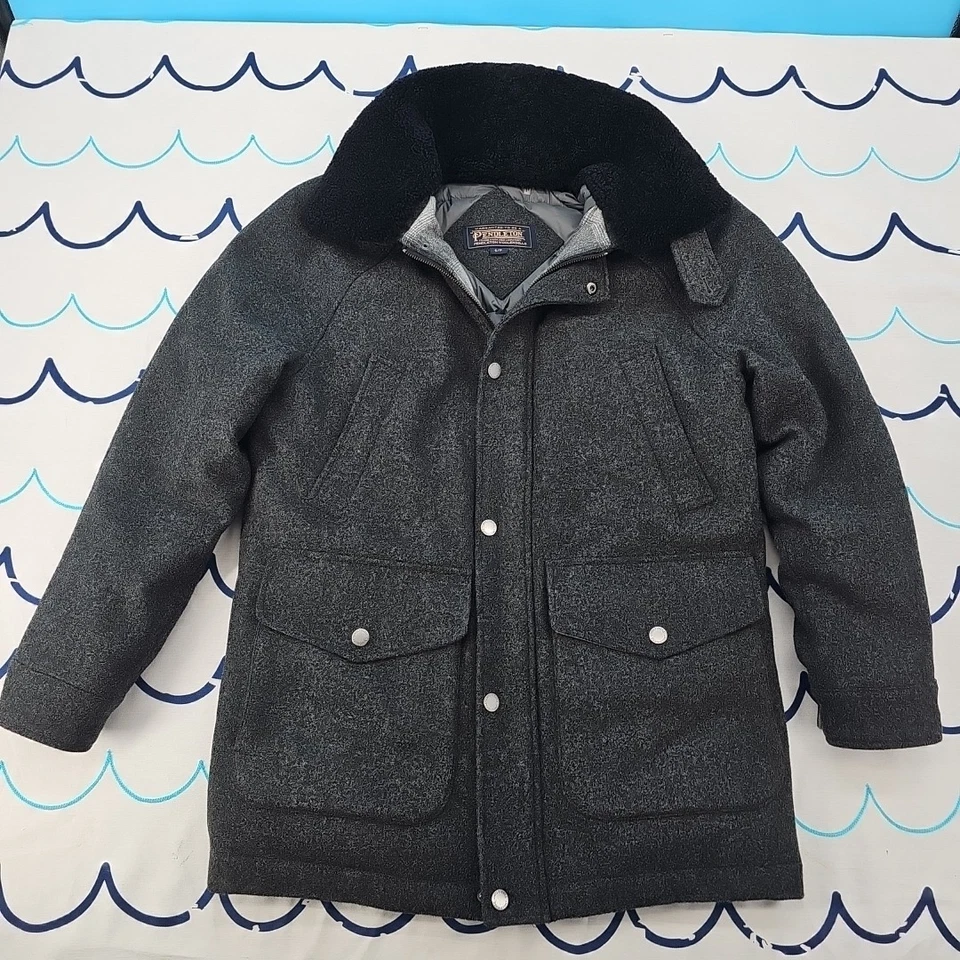 Pendleton Mens Windham Wool Coat Down Lined Removable Shearling Collar Sz S  - Image 2 of 4