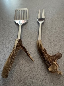 antler 2 piece spatula and fork set