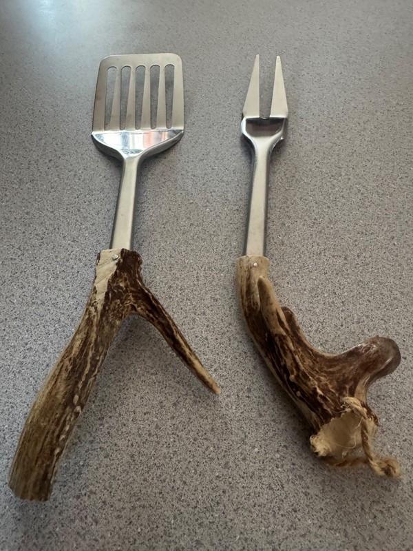 antler 2 piece spatula and fork set