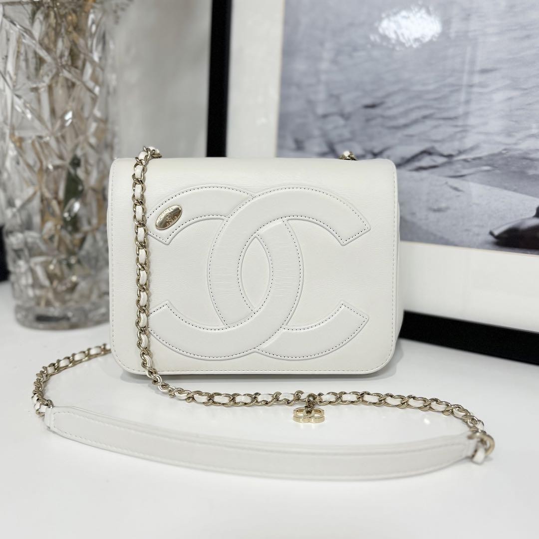 CHANEL Calfskin Classic Flap Bag with Chain Shoulder Strap