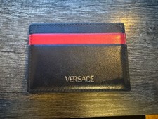 Versace Black & Red Leather Card Holder Wallet. In Excellent Condition with Box