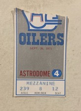Sep 1971 Chiefs 20 Oilers 16 Football Ticket Stub Hank Stram Dawson Pastorini