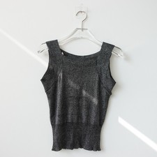 Y2K Vintage Argento Crop Top Donna Piccolo Disco Tank Nero Scintillante Bonimart Canada